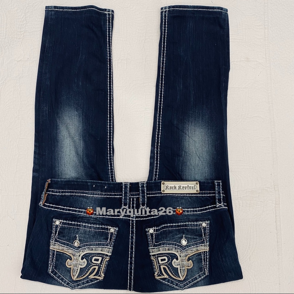 Like New! Women” Rock Revival”Sundee”Easy Straight” Jeans” Size 34